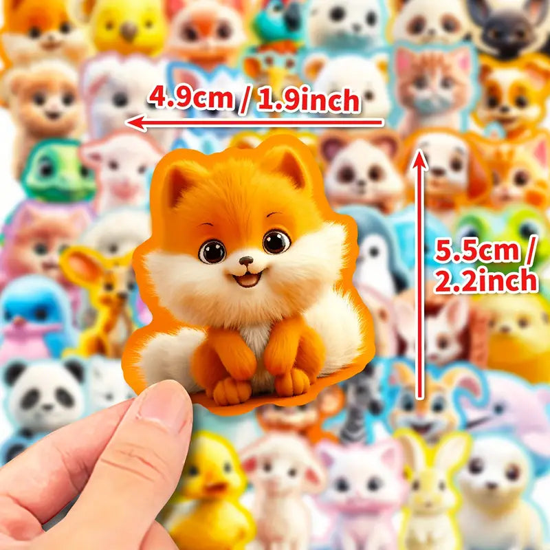 Autocollants 3D Animaux Mignons – Stickers Décoratifs pour Ordinateur Portable, Tablette et Coque de Téléphone