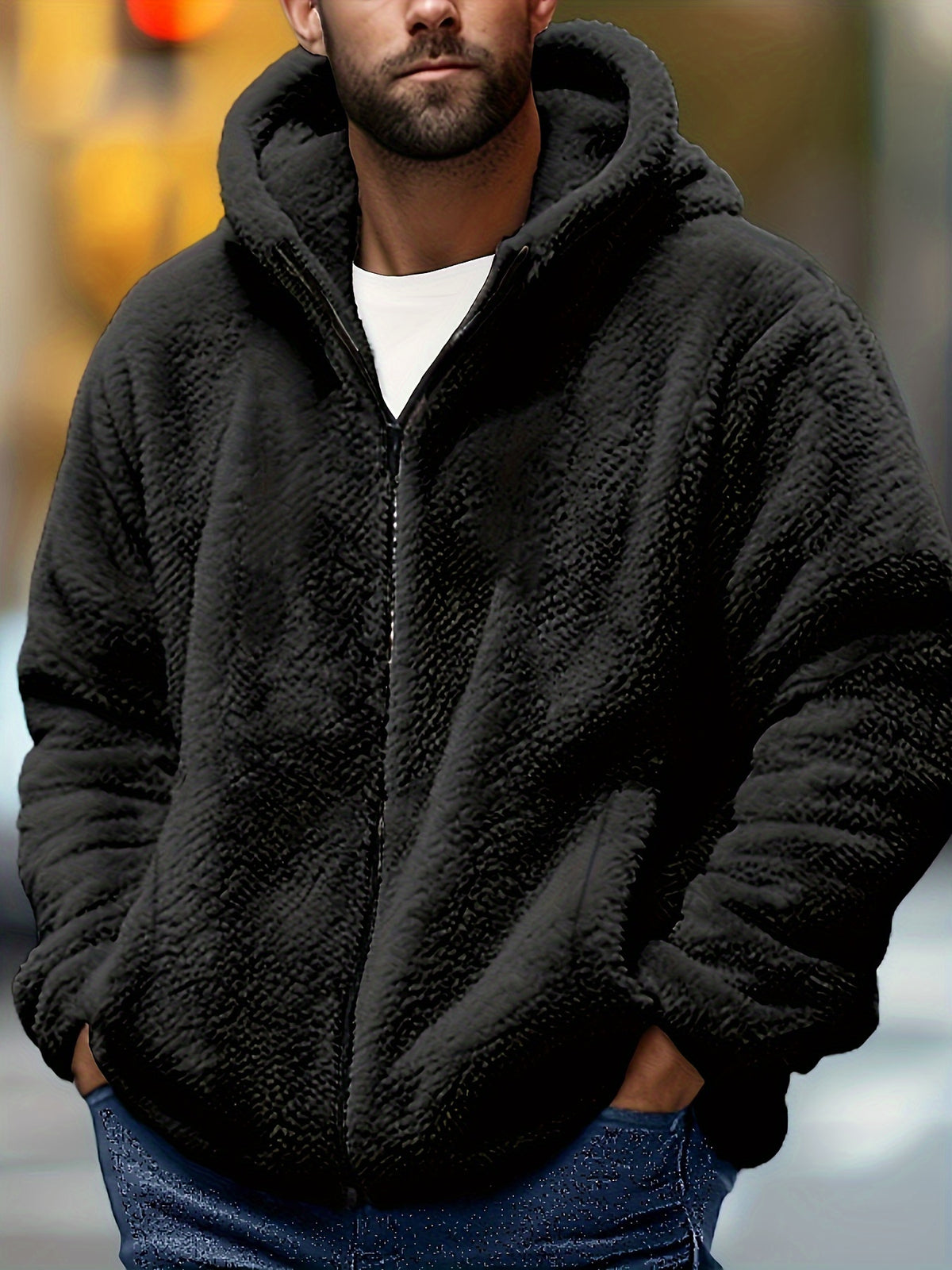 Prêt pour l'Hiver Veste à Capuche Gris Clair pour Hommes de Grande