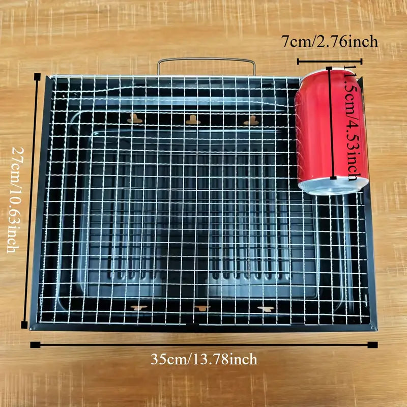 Barbecue portable pliable en acier inoxydable – Grille compacte idéale pour pique-nique, camping et cuisine d’extérieur