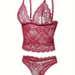 Ensemble Lingerie Sexy Femme en Dentelle Transparente – Top Bralette Sans Armatures et Culotte Assortie