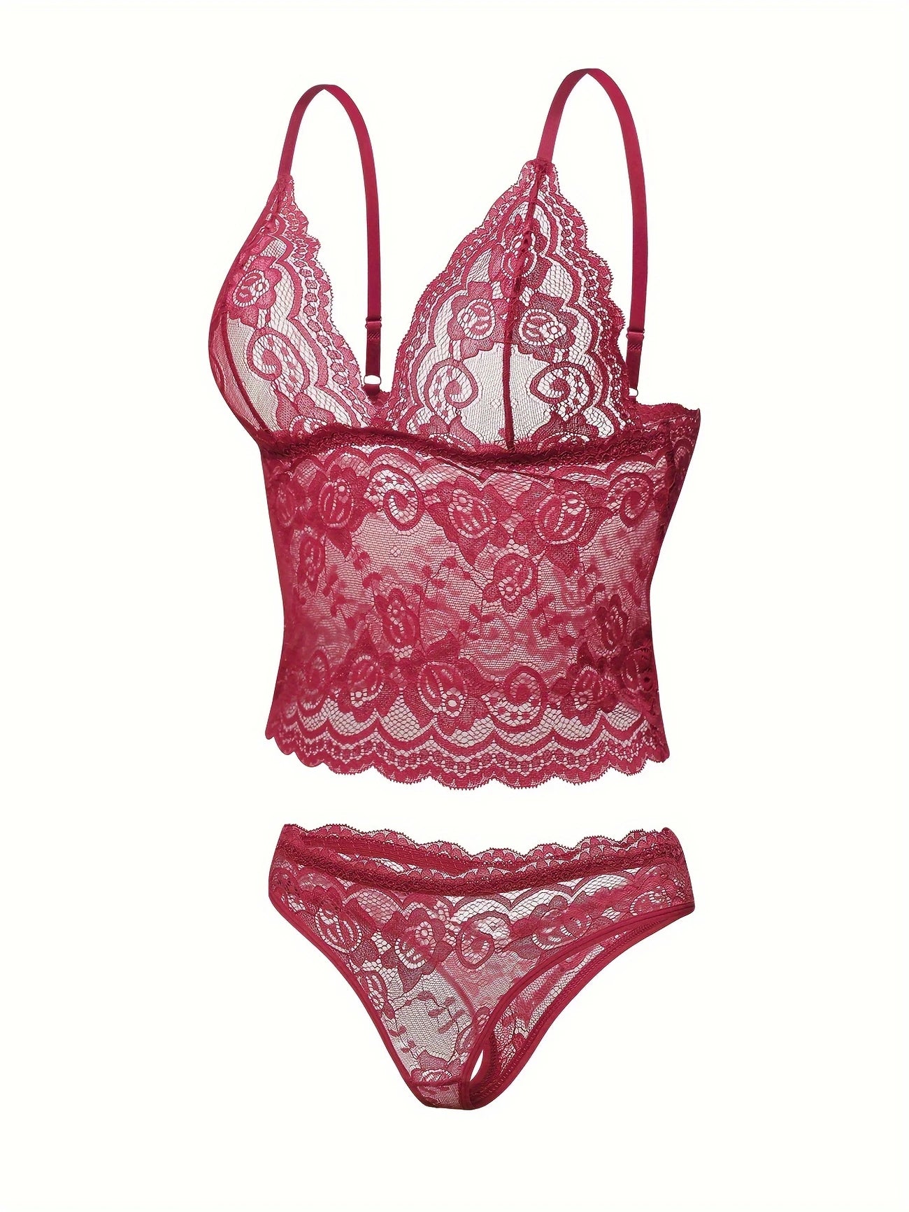 Ensemble Lingerie Sexy Femme en Dentelle Transparente – Top Bralette Sans Armatures et Culotte Assortie