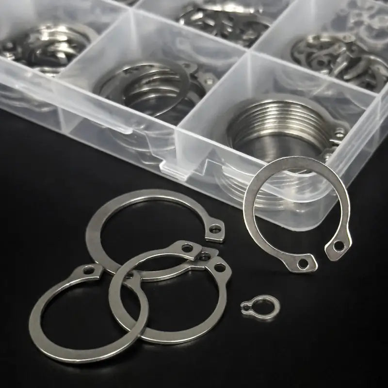 Assortiment de Circlips en Acier Inoxydable – Kit Anneaux de Retenue Intérieurs et Extérieurs pour Applications Industrielles