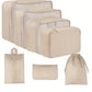 Set de 7 organiseurs de voyage Rangement pratique pour valises, coloris Beige
