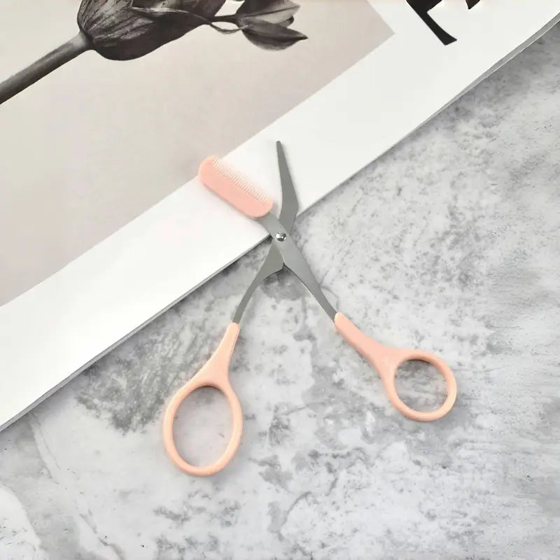 Ciseaux de Précision avec Peigne Intégré – Coupe-Sourcils Sécurisée pour un Maquillage Parfait et une Mise en Forme Facile