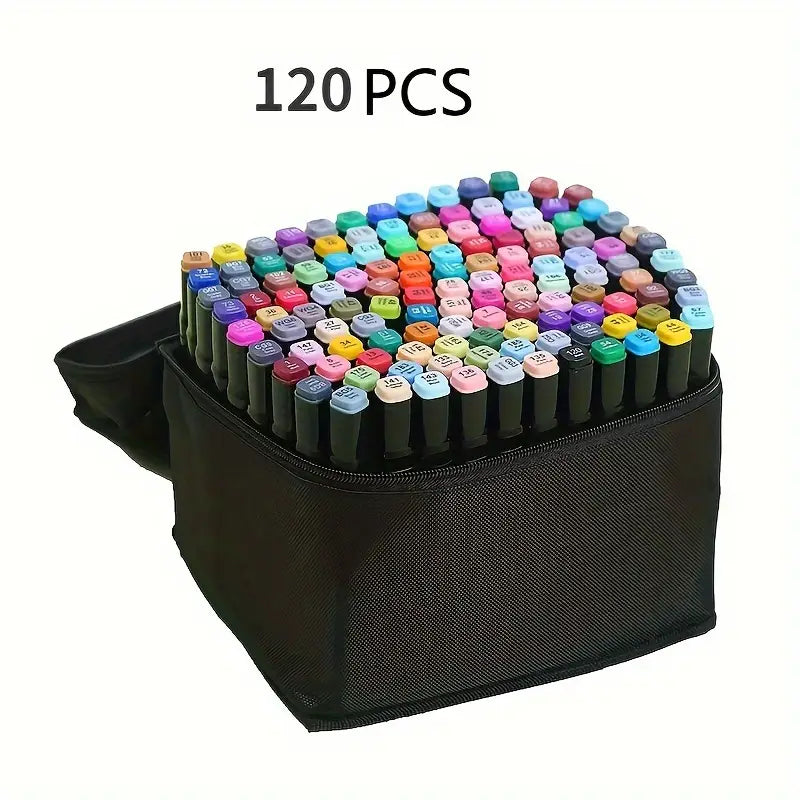 Set de Marqueurs à Double Pointe – Feutres Alcool Professionnels pour Dessin, Manga, Esquisse et Coloriage Artistique
