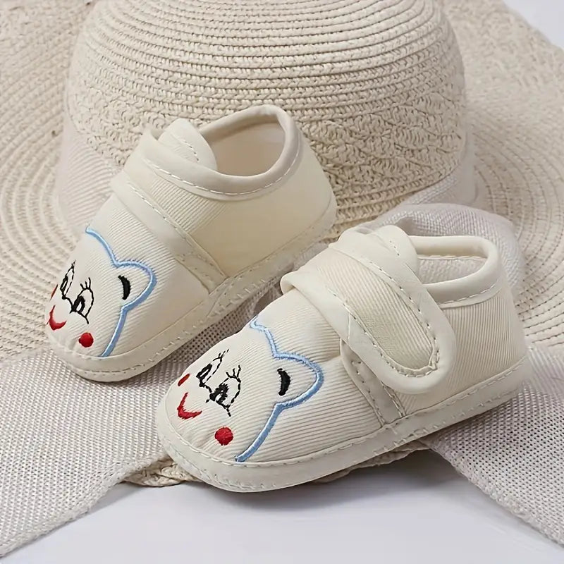 Chaussures bébé garçon souples en coton – Chaussons premiers pas avec motif chat mignon, confort et sécurité