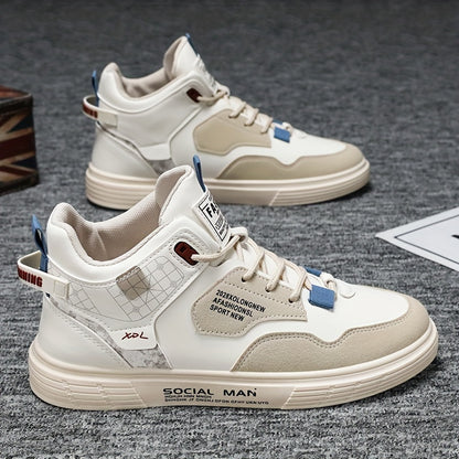 Chaussures de skate montantes tendance pour hommes, coloris Beige bleu