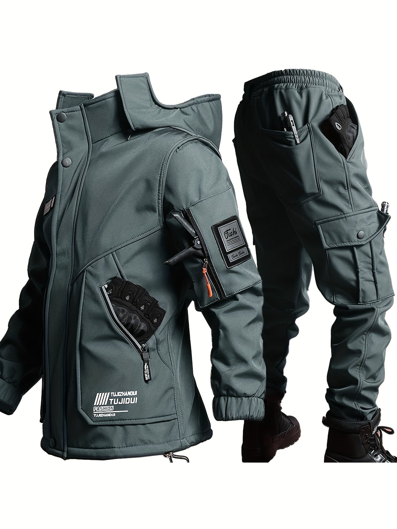 Ensemble d'hiver chaud en polaire épaisse pour hommes