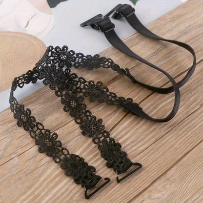 Bretelles de Soutien-Gorge en Dentelle Florale – Réglables & Élégantes, Accessoire Lingerie Femme Chic & Confortable