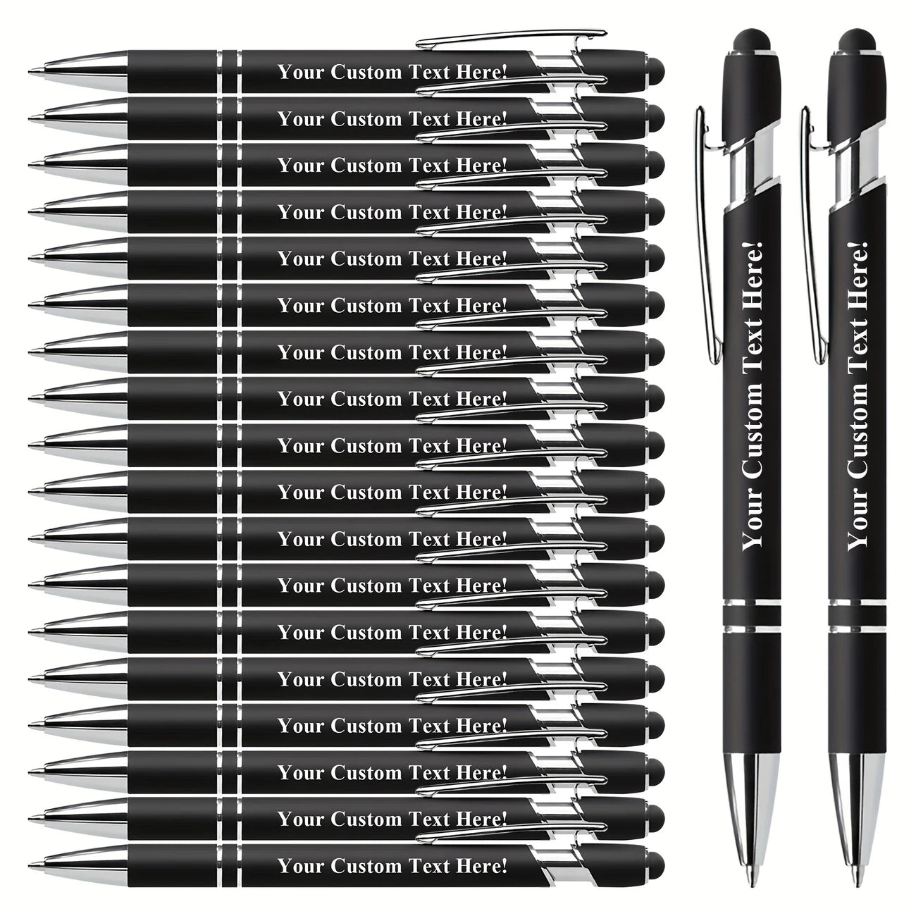 Lot de 20 Stylos Personnalisés avec Texte – Stylo Bille + Stylet Tactile – Idéal Entreprises, Mariages, Événements