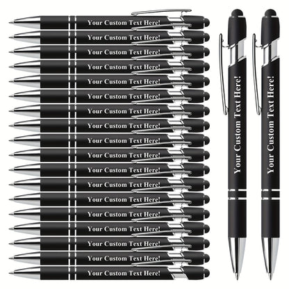 Lot de 20 Stylos Personnalisés avec Texte – Stylo Bille + Stylet Tactile – Idéal Entreprises, Mariages, Événements