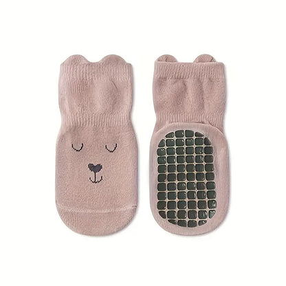 Chaussettes antidérapantes bébé – Bas doux avec oreilles et motifs animaux, confort et sécurité pour premiers pas