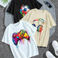 T-shirt Garçon Gamer Blanc – Haut Enfant avec Motif Manette Colorée Street Art