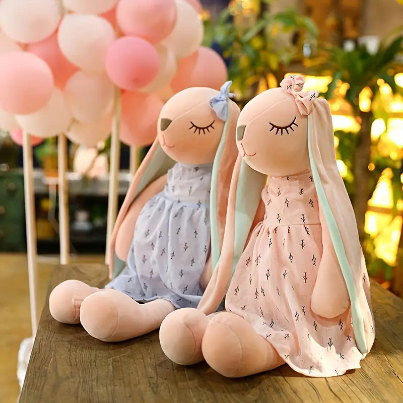 Grande peluche lapin rose avec robe – Doudou doux et mignon pour enfants