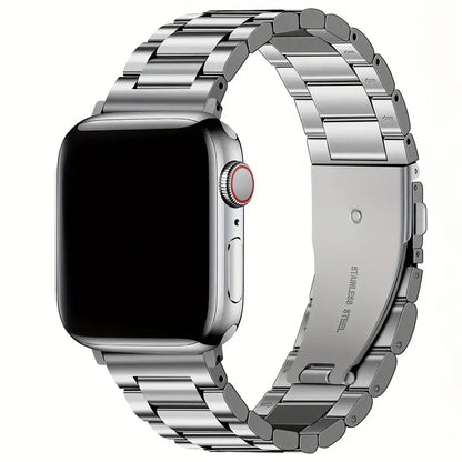 Bracelet Métal Acier Inoxydable pour Apple Watch – Élégant & Ajustable avec Outil Inclus (Argent, Noir ou Rose)