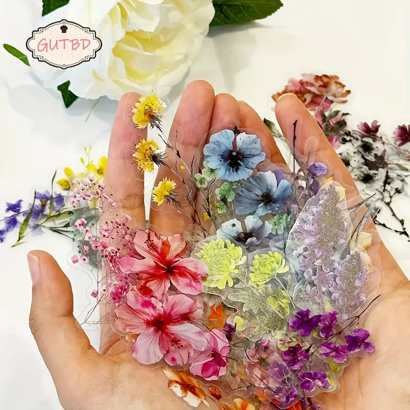 Autocollants Fleurs Colorées – Stickers Floraux Transparents pour Ordinateur Portable, Tablette et Scrapbooking DIY