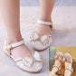 Ballerines fille blanches avec perles et grand nœud – Chaussures élégantes pour mariage, fête et cérémonie