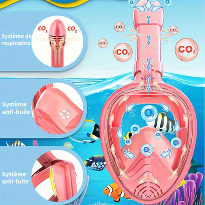 Masque de plongée intégral enfant avec tuba – Système anti-buée et anti-fuite pour snorkeling