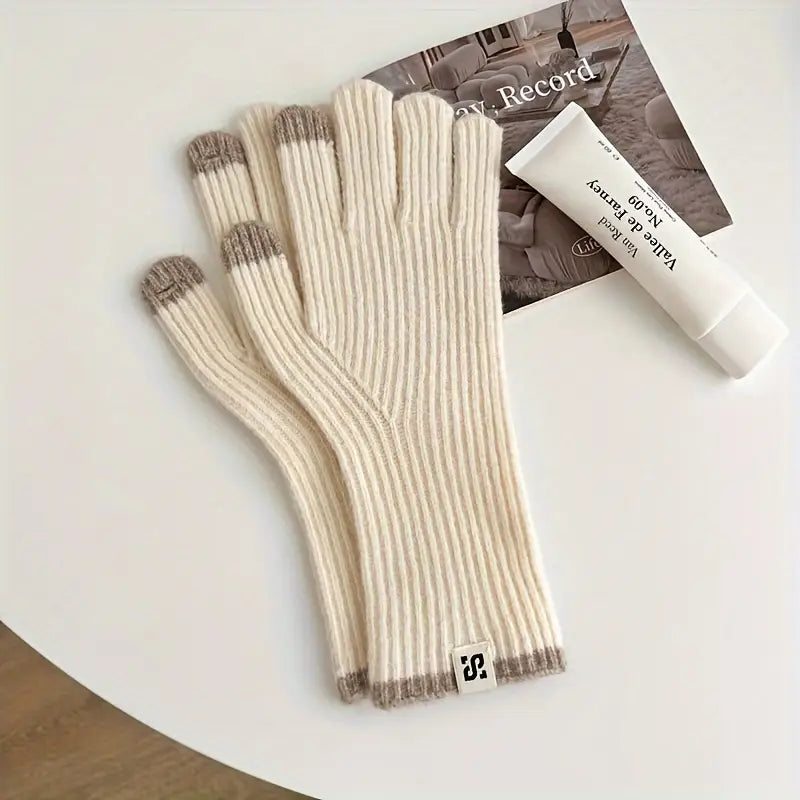 Gants en laine tricotée pour homme – Gants d’hiver tactiles écran tactile, chauds et élégants