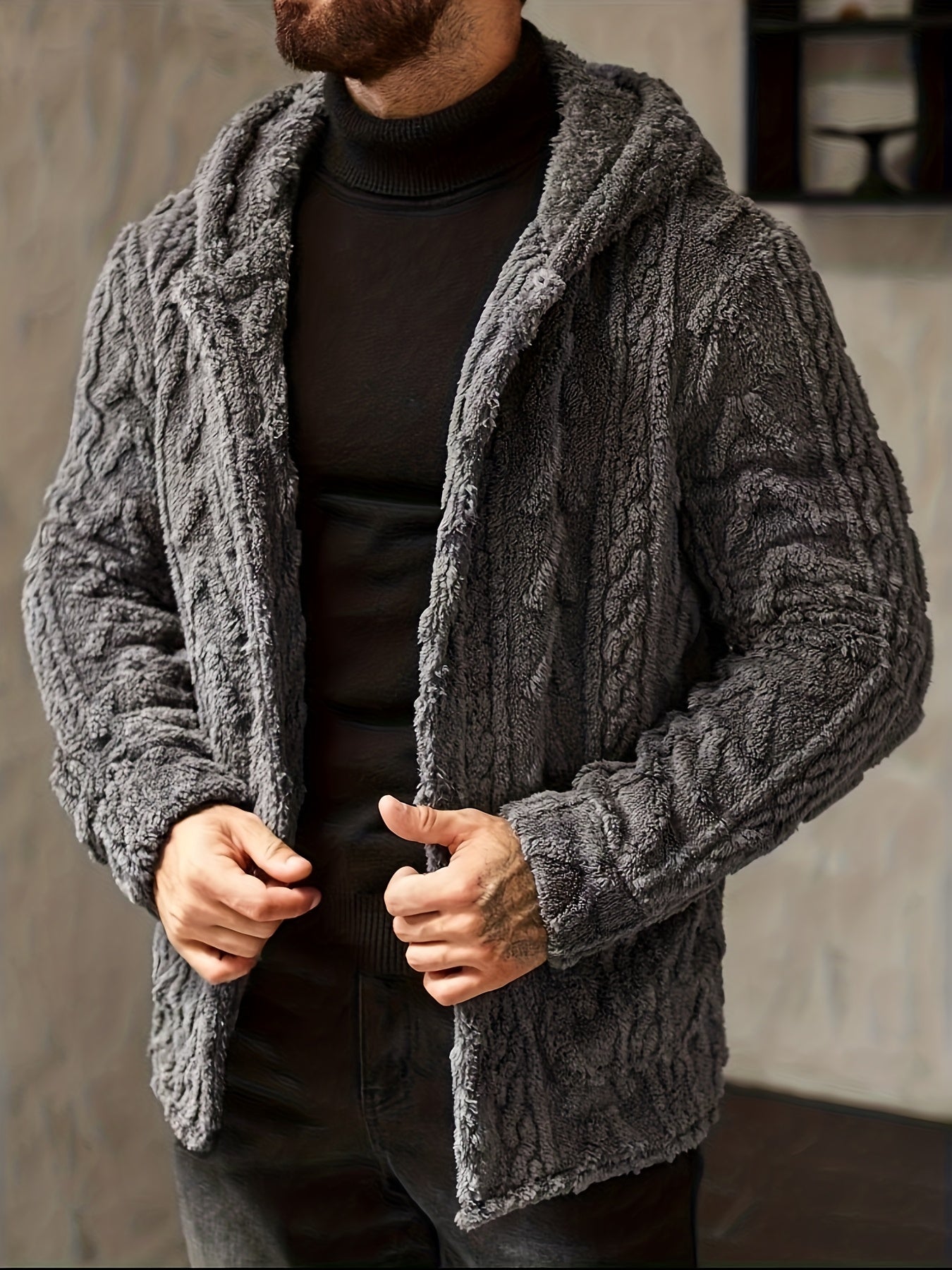 Veste à capuche décontractée de couleur unie pour homme grande taille