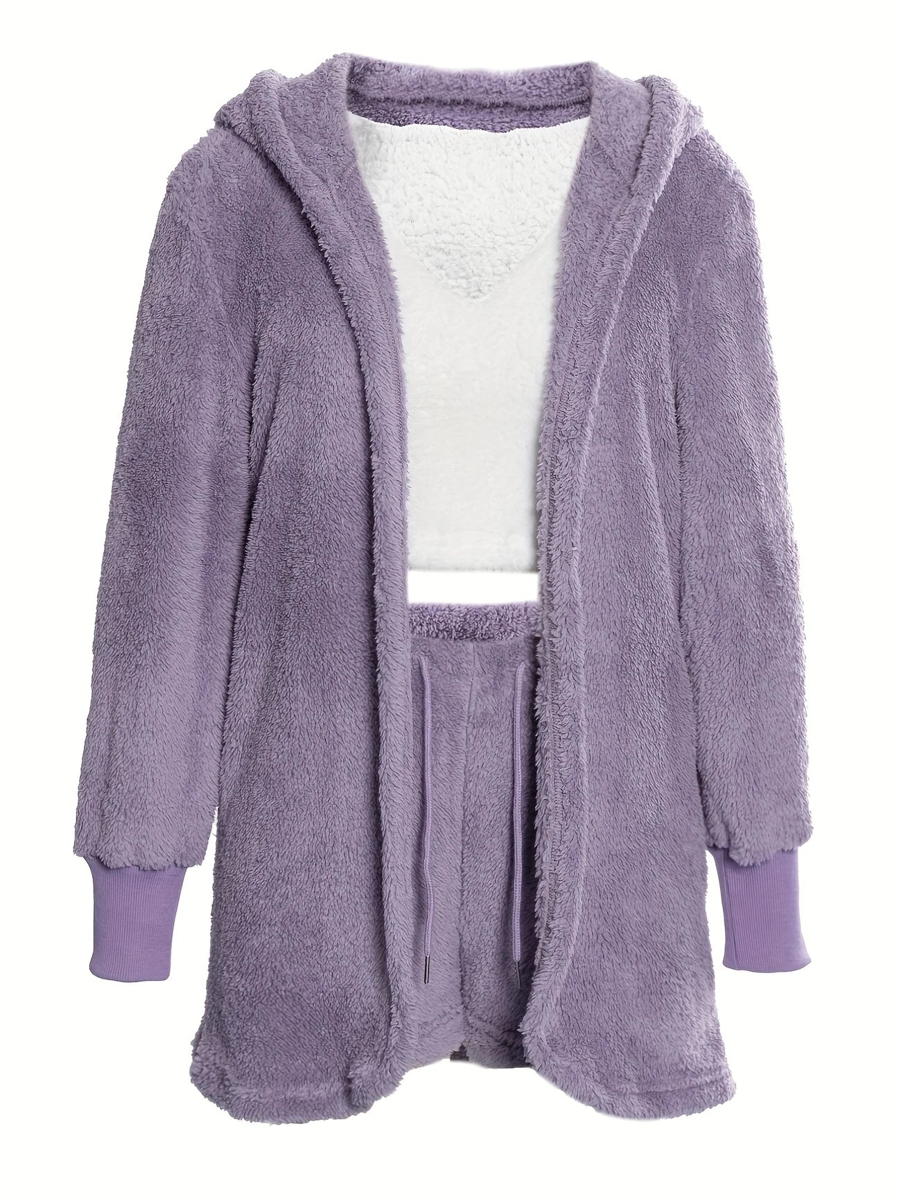 Pyjama Femme 3 Pièces Doudou Ultra Doux – Gilet, Débardeur & Short Cocooning pour Hiver
