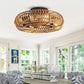 Ventilateur de Plafond LED avec Abat-Jour en Rotin Tressé – Éclairage Intégré et Télécommande pour Ambiance Naturelle