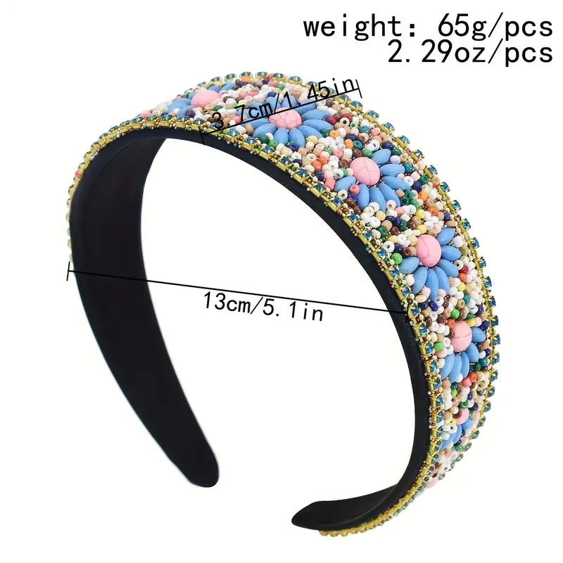 Serre-tête femme bohème chic perlé multicolore – Accessoire cheveux élégant et tendance