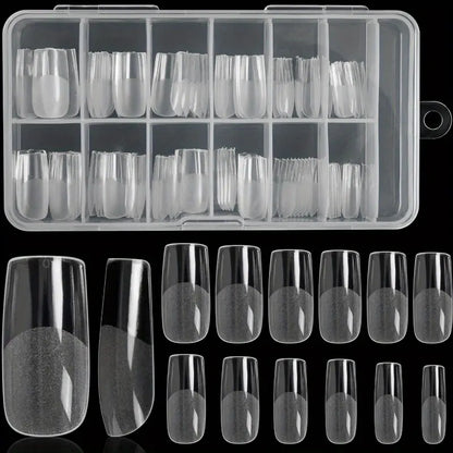 Boîte de 120 Capsules Faux Ongles Transparente – Forme Carrée Longue pour Pose Gel ou Acrylique