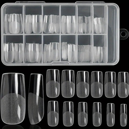 Boîte de 120 Capsules Faux Ongles Transparente – Forme Carrée Longue pour Pose Gel ou Acrylique