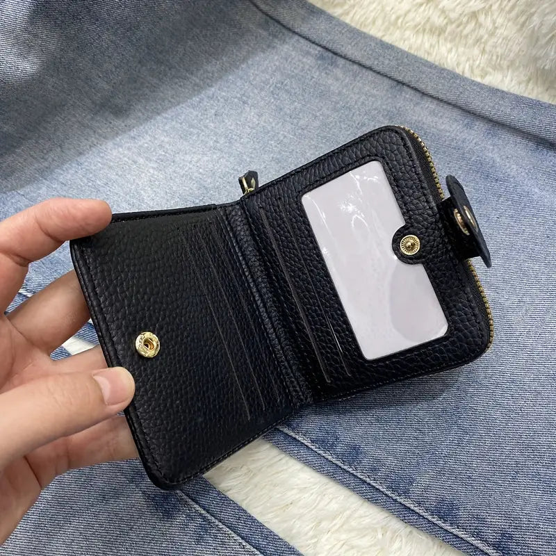 Portefeuille femme noir en cuir – Compact, élégant et pratique