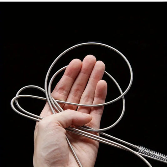 Flexible de Nettoyage avec Brosse en Acier Inoxydable – Déboucheur Manuel pour Tuyaux, Éviers et Siphons – Collection Plomberie Brute