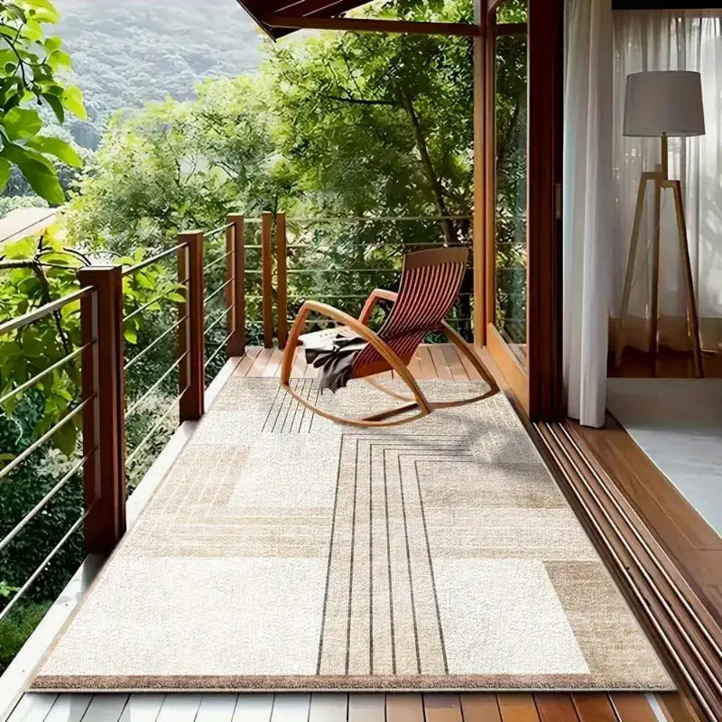 Tapis de Salon et Extérieur Design Moderne – Motifs Géométriques Beiges, Confort et Élégance