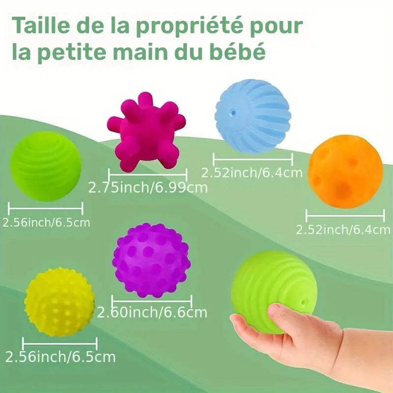 Balles sensorielles pour bébé – Jouets d’éveil texturés et colorés pour développement tactile