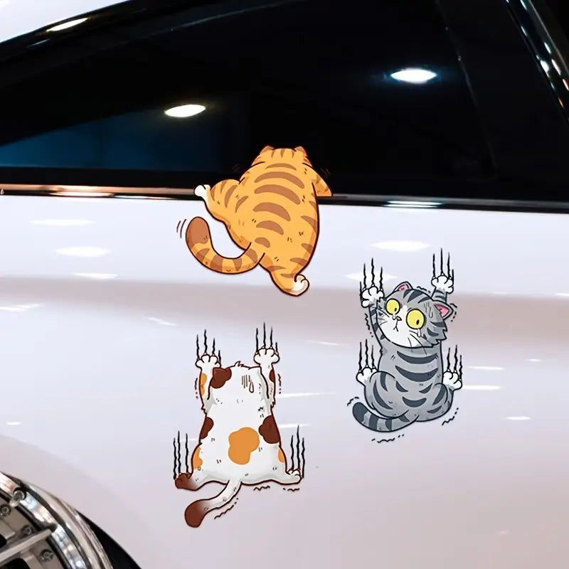 Autocollants Voiture Chats Rigolos – Stickers Animaux Humoristiques Grattoirs pour Décoration Auto et Moto