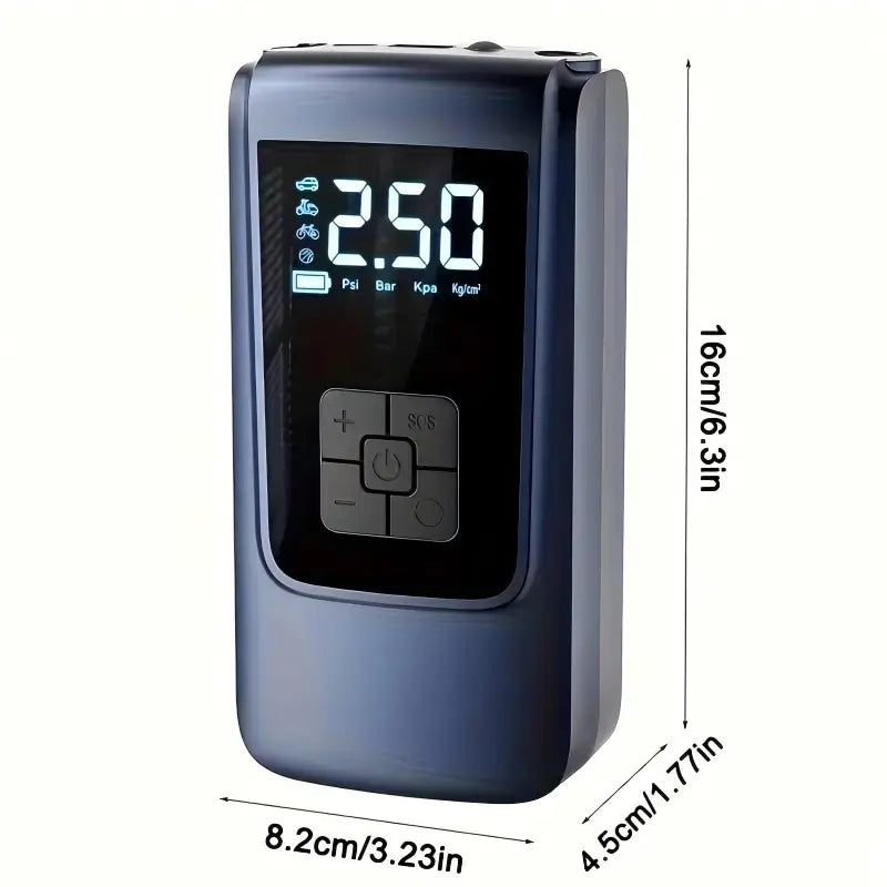 Gonfleur Électrique Portable avec Écran LED – Compresseur d’Air Rechargeable pour Pneus Moto, Voiture et Vélo