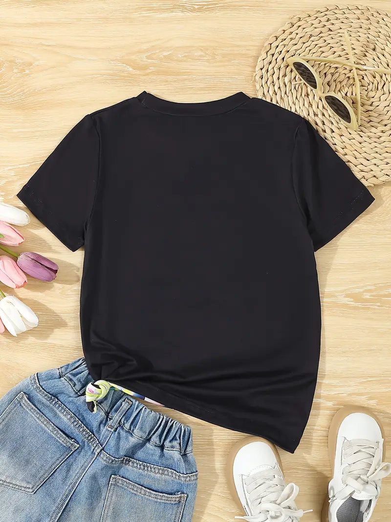 T-shirt Fille Licorne Colorée – Haut Enfant Manches Courtes Imprimé Fantaisie et Tendance