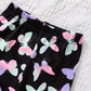Lot de 3 Leggings Fille – Pantalons Colorés Motifs Cœurs, Papillons et Uni Violet