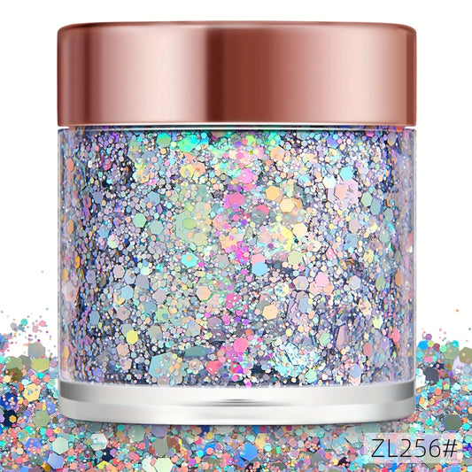 Paillettes Holographiques Ultra Brillantes – Gel Glitter Visage & Corps pour Maquillage Festival