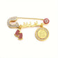 Broche arabe dorée avec strass et pendentifs – Pin’s calligraphie orientale élégante
