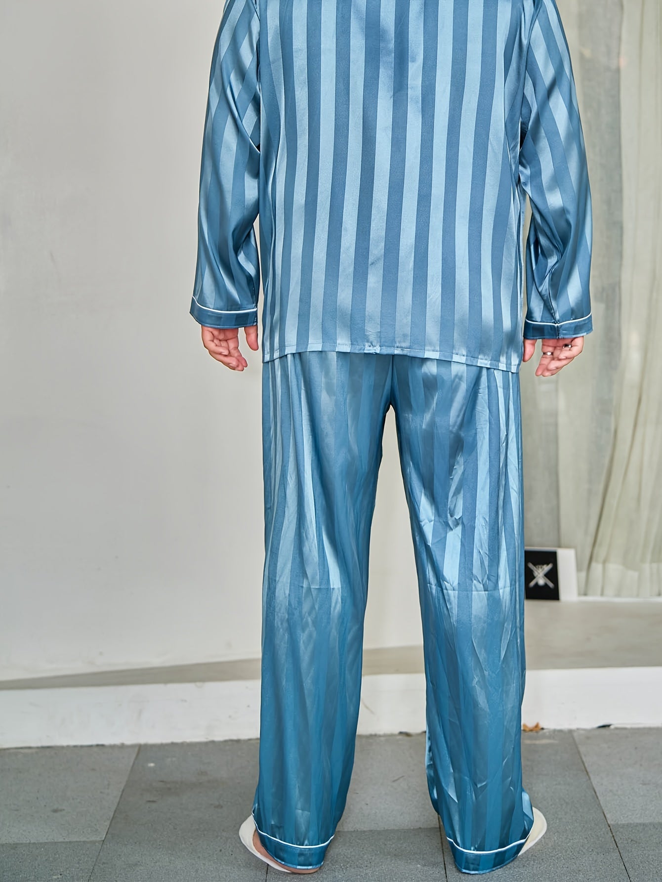 Pyjama décontracté pour homme grande taille en jacquard rayé