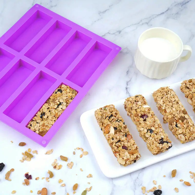 Moule en Silicone Rectangulaire pour Barres d’Alimentation – Céréales, Chocolat et Snacks Maison