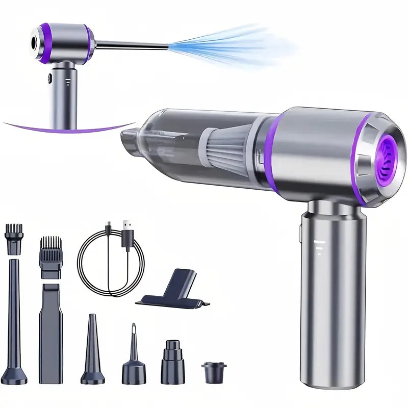 Aspirateur et souffleur 2-en-1 pour voiture – Entretien intérieur puissant avec accessoires multifonctions USB