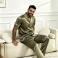 Ensemble pyjama 2 pièces grande taille pour homme en tissu fibre vert