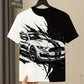 T-shirt Garçon Noir et Blanc avec Voiture de Sport – Mode Streetwear Enfant Confortable et Stylé