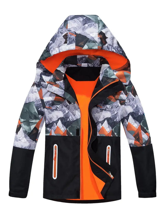 Veste de Ski Enfant avec Capuche – Coupe-Vent Imperméable Chaude pour Sport et Extérieur