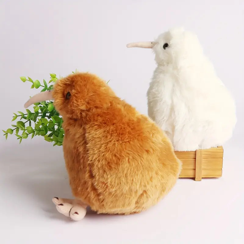 Peluche Kiwi réaliste – Oiseau en peluche douce marron ou blanche, jouet câlin original