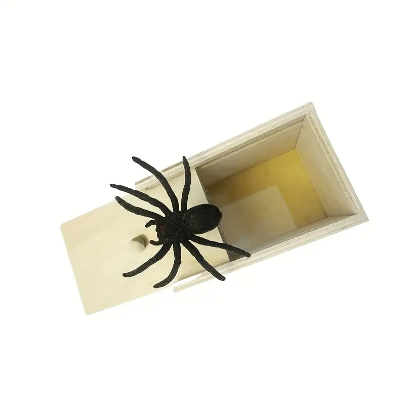 Boîte surprise araignée réaliste en bois – Jouet fantaisie pour farces et blagues effrayantes
