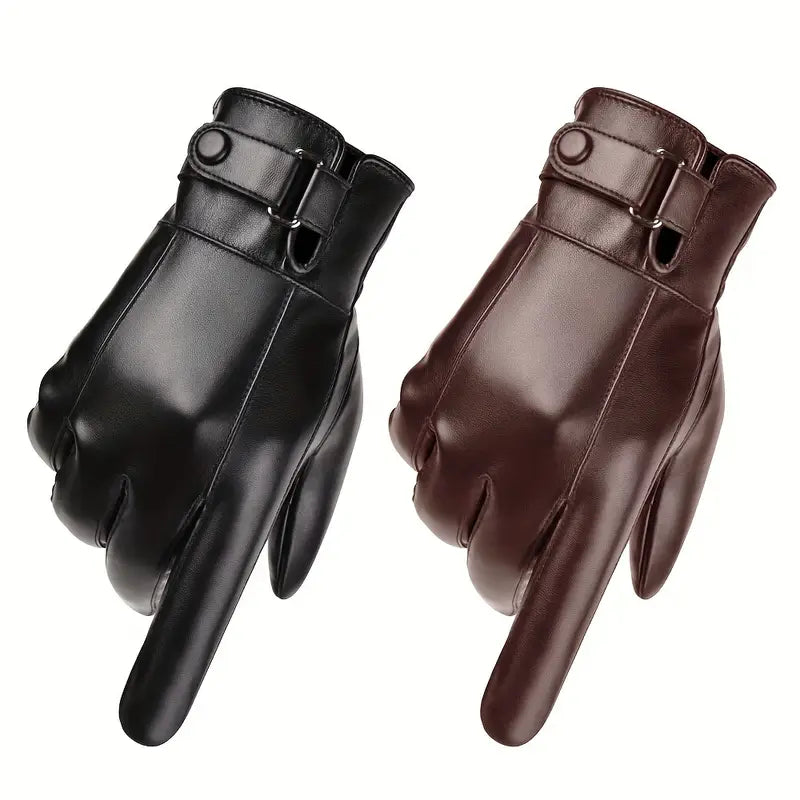 Gants homme en cuir élégants avec doublure chaude – Hiver, moto et tenue habillée
