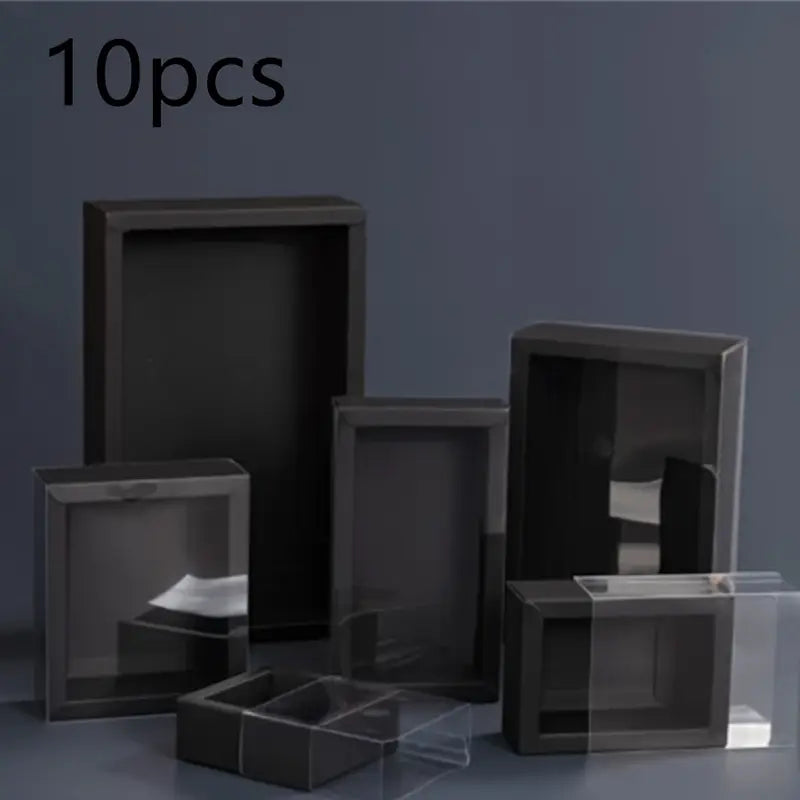Boîtes cadeaux dorées avec couvercle transparent (lot de 10) – Emballages élégants pour pâtisseries, bijoux ou événements