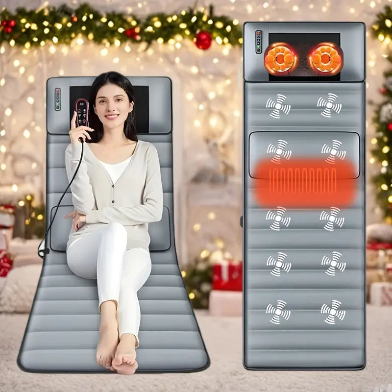 Tapis de Massage Électrique Chauffant Corps Complet – Relaxation Vibrante avec Télécommande
